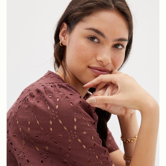 Anthropologie The Somerset Maxi Dress Eyelet Edition Tiered Smocked Waist - Picture 5 of 8